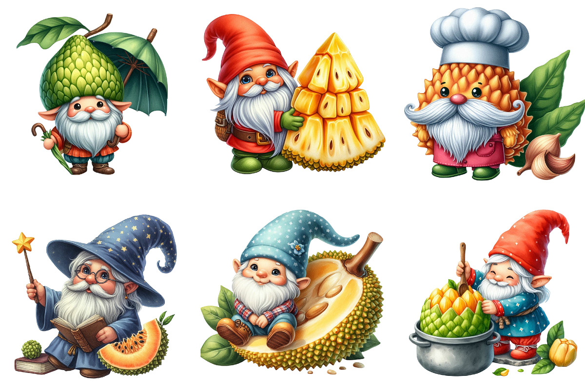 Gnome Clipart, Jackfruit Gnome, an Illustration by DreamArtGraphic (Photo 6 of 6)