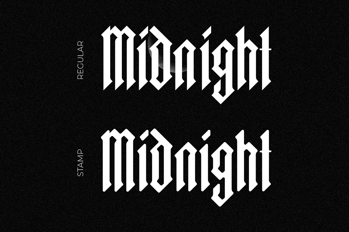 Midnight Blackletter Display Font, a Blackletter Font by MenkType Studio (Photo 5 of 6)