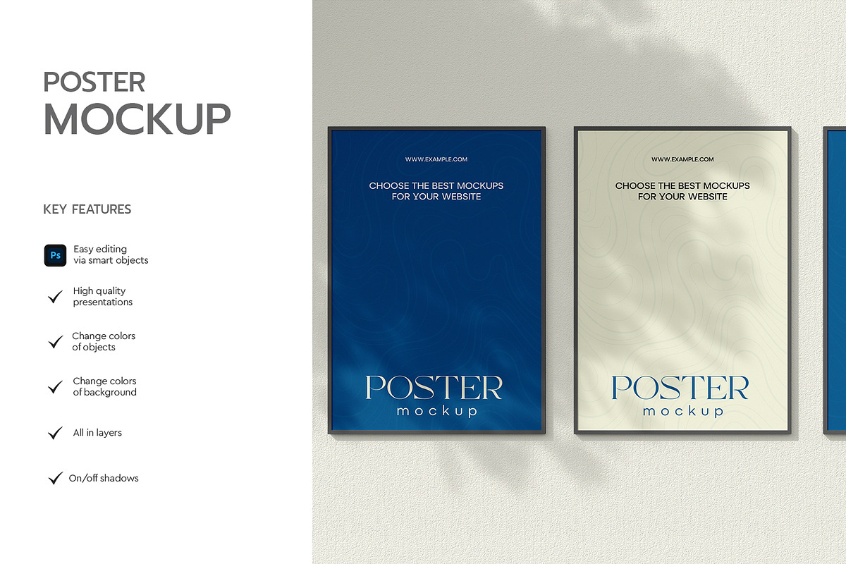 Three Poster Frame Mockup Template, a Product Mockup by graphypix (Photo 2 of 4)