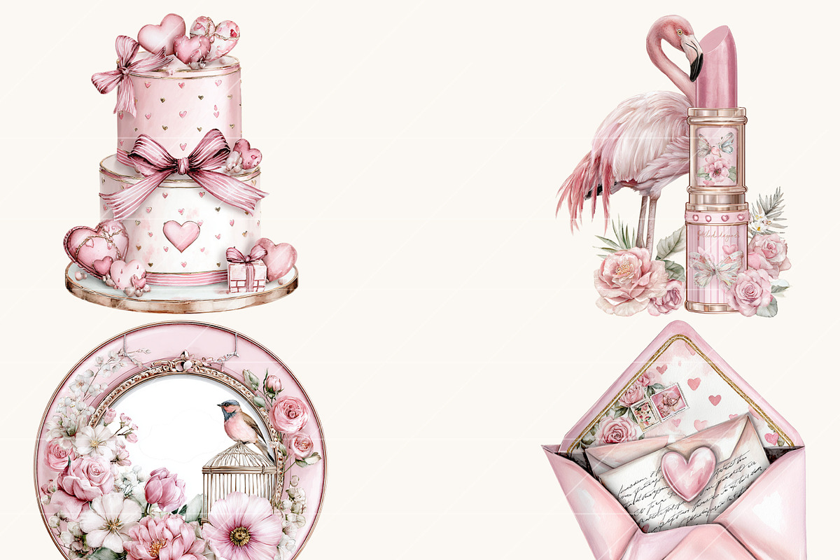Watercolor Romantic Clipart Bundle, an Object Illustration by Design Scotch (Photo 9 of 10)