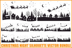 Xmas Reindeer Scene Silhouettes, an Illustration by musafir_fashion