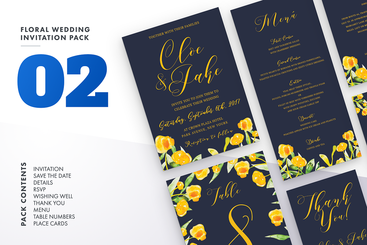 Floral Wedding Invitation Bundle, an Invitation Template by LovePowerDesigns (Photo 4 of 17)