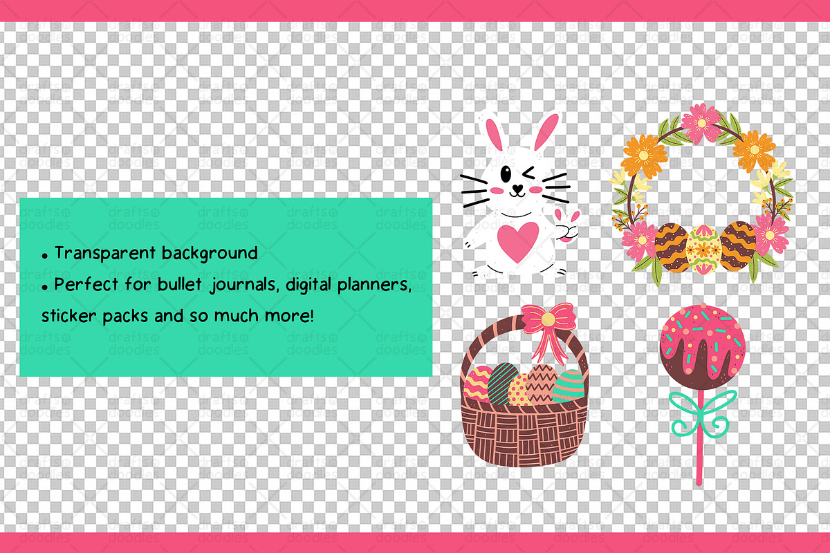 Easter Eggs and Bunnies Clipart Set, an Object Graphic by Drafts n Doodles (Photo 3 of 3)