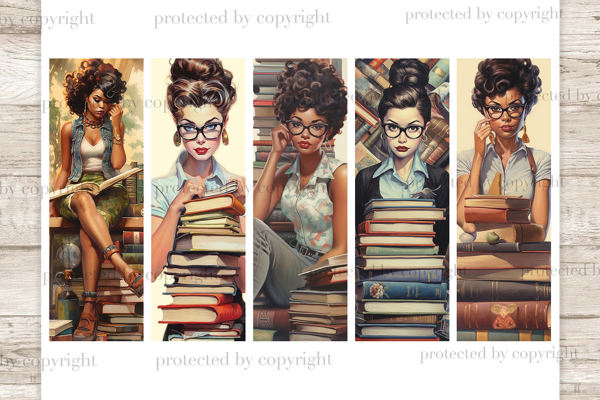 Pin Up Printable Bookmarks | Retro, a Person Illustration by GlamArtZhanna (Photo 3 of 3)