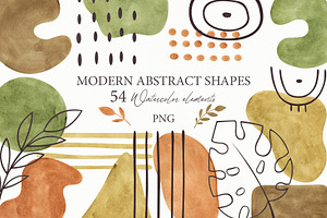 Watercolor Abstract Modern Shapes, an Object Graphic by OrangePeafowlArt