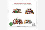 Christmas Cat Groups Clipart Bundle, a Seasonal Illustration by Tanya Kart (Thumbnail 10 of 10)
