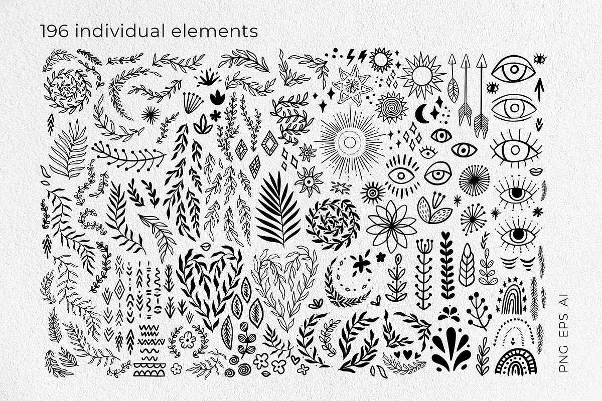 Boho linocut vector collection, an Object Graphic by Yamurchik (Photo 12 of 14)