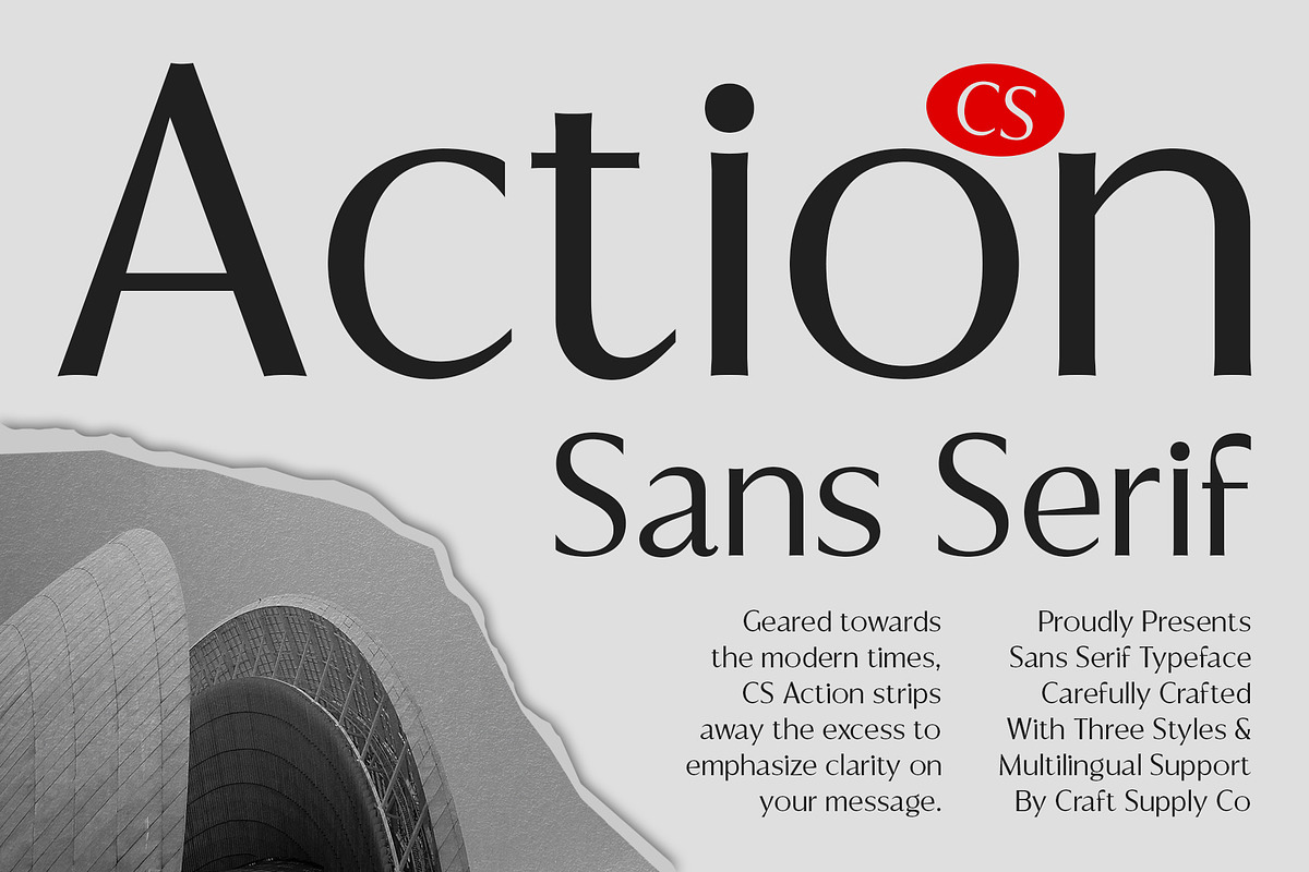 CS Action – Contemporary Font, a Sans Serif Font by Craft Supply Co. (Photo 1 of 8)
