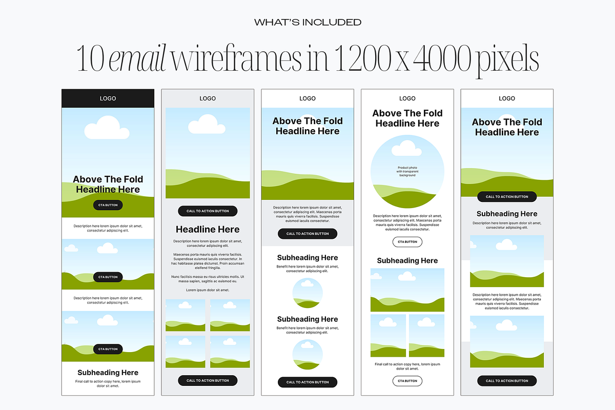 Email Wireframes Set 2, an Email Template by Creatif Foundry (Photo 3 of 8)