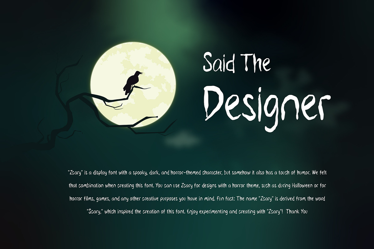 Zcary A Scary & Horror Display Font, a Handwritten Font by Tera Asset Garage (Photo 4 of 7)