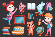 School Kids Clipart and Patterns, an Animal Illustration by RabbitAndPencil (Thumbnail 3 of 7)
