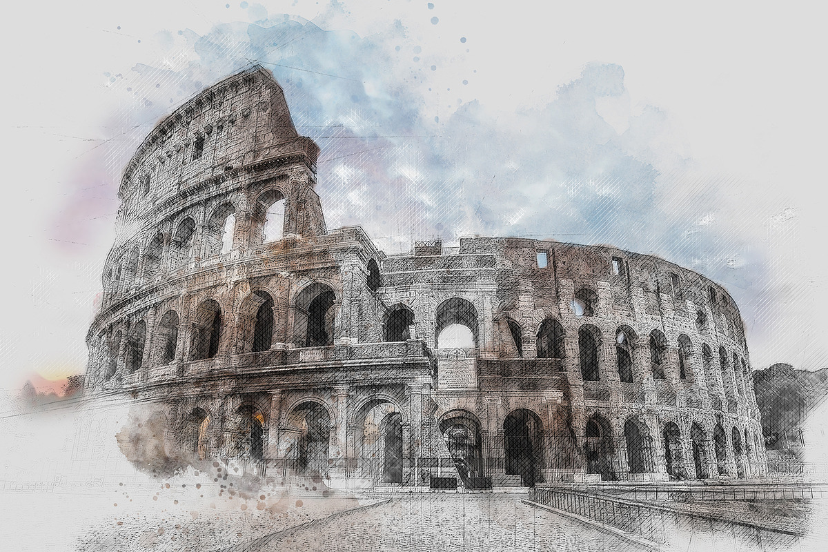 Colosseum Rome Italy, an Illustration by J&T photo and design