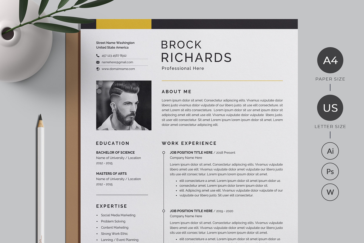 Resume/CV Template, a Resume Template by Proper_media (Photo 1 of 6)
