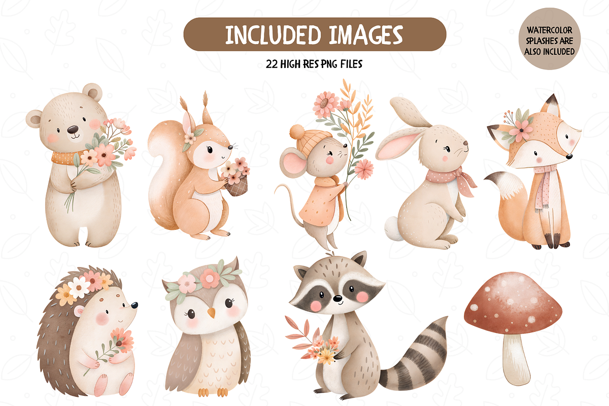 Watercolor Woodland Clipart Bundle, an Illustration by TatiMockup (Photo 2 of 4)