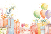 watercolor birthday watercolor birth, an Illustration by Creativeshirt (Thumbnail 15 of 16)