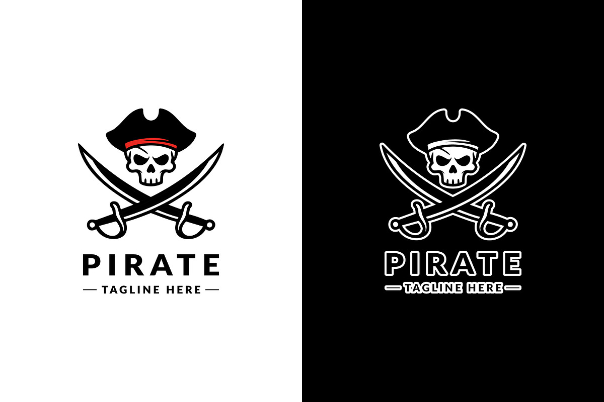 Pirate skull logo wearing a hat, a Branding & Logo Template by Saba Vector