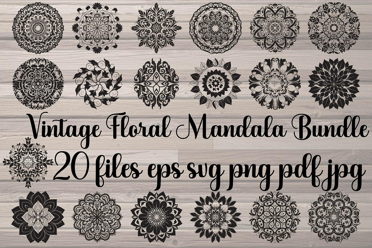 Vintage Floral Mandala Bundle, a Decorative Illustration by Designer_Momina (Photo 1 of 20)