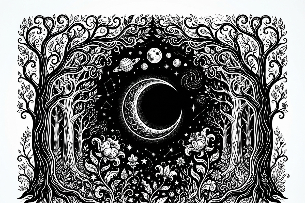 50 Mystical Galaxy Forest Silhouette, a Technology Illustration by Amazin_art (Photo 8 of 21)