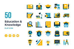 Education and Knowledge Icon - Flat