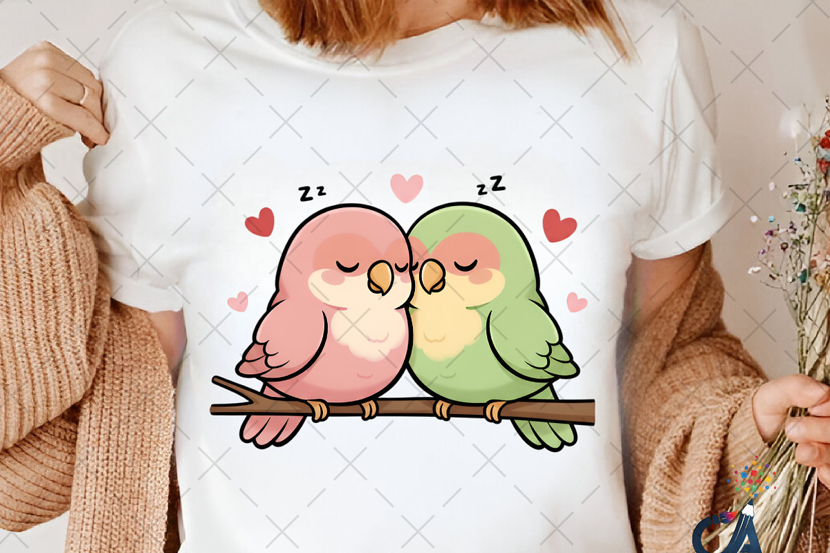 Adorable Lovebirds Cuddling Png, an Illustration by Creative Art (Photo 2 of 6)
