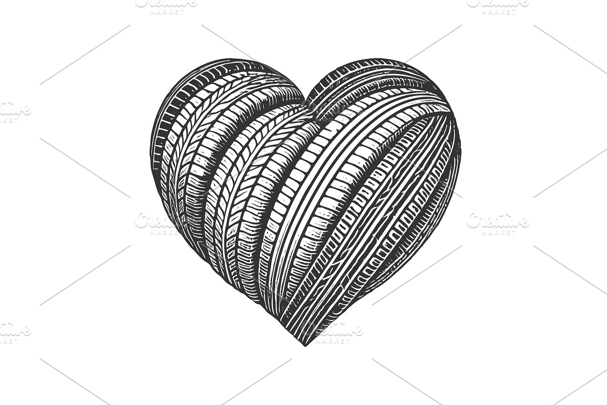 Heart Shaped Composition of Car, a Transportation Illustration by AlexArt