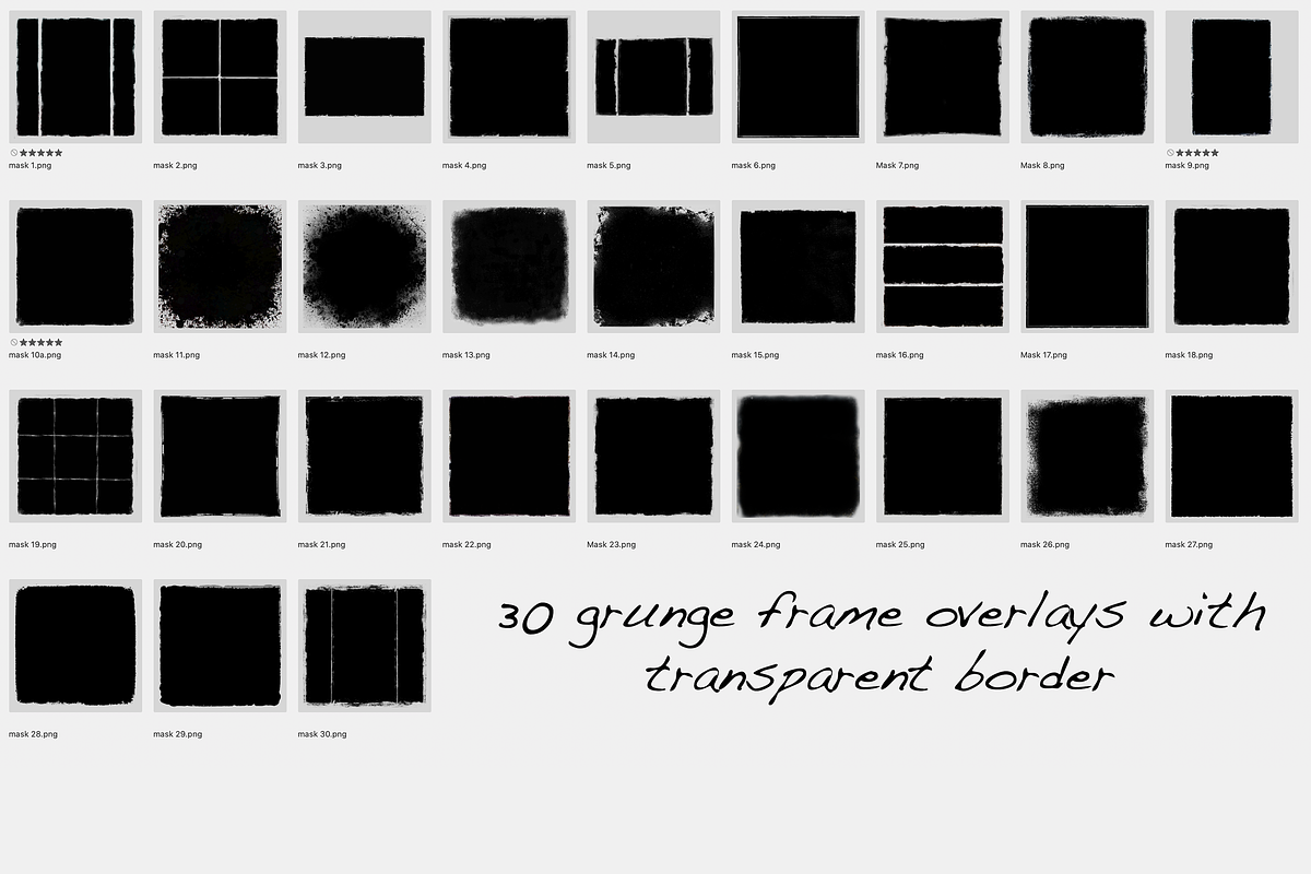 30 Grunge Frame Overlays, a Texture Graphic by dyrkwyst textures