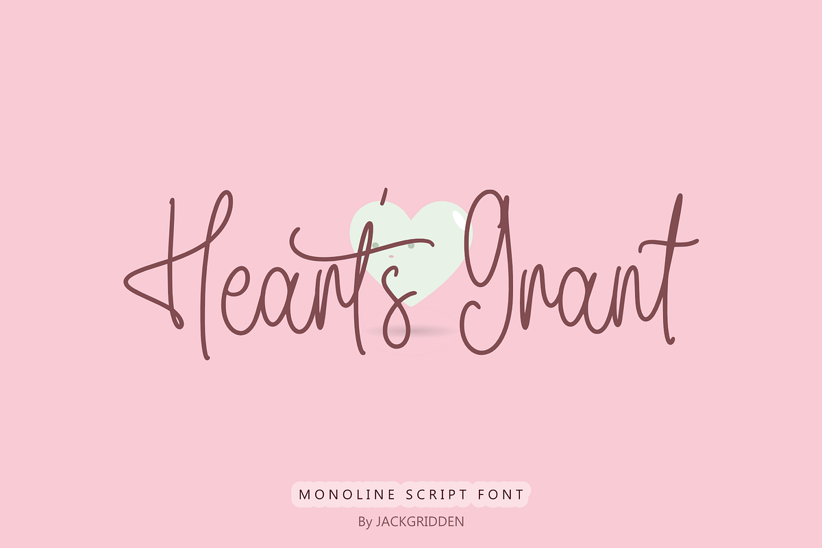 Heart's Grant | Monoline Font, a Handwritten Font by Jackgridden (Photo 2 of 7)
