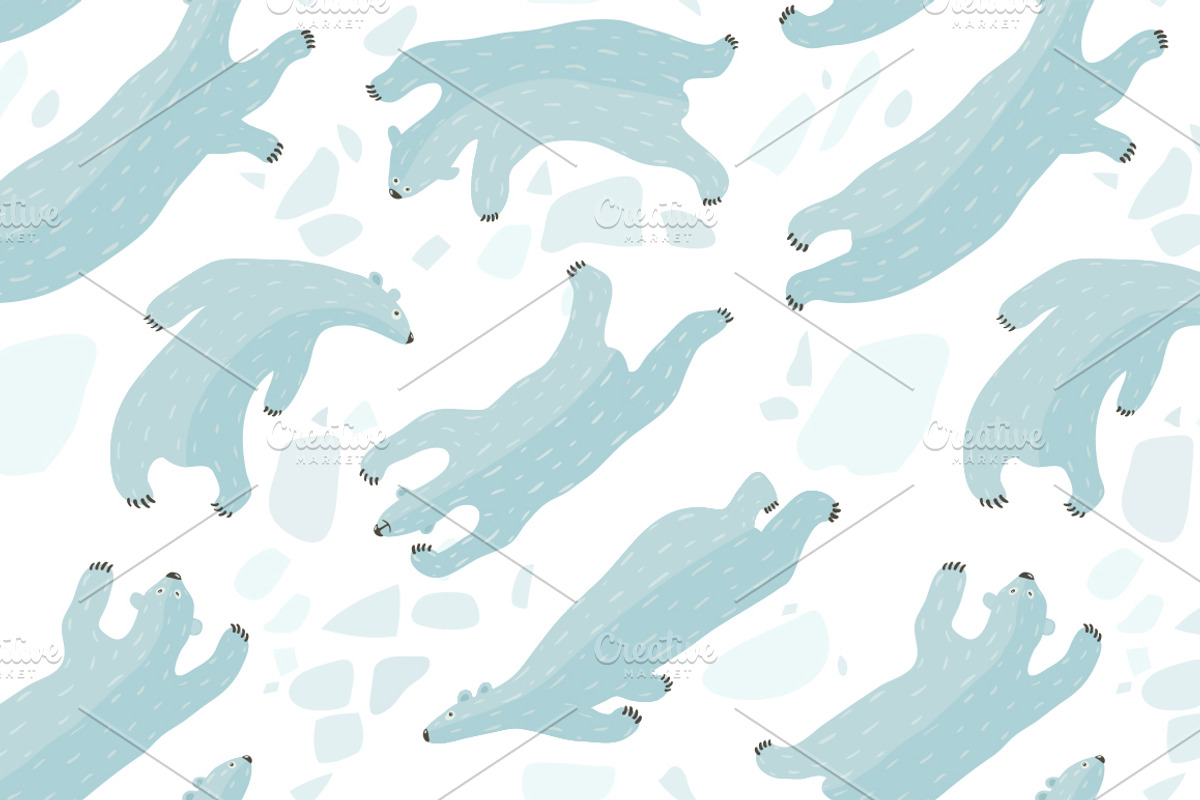 Swim Polar Bears Seamless Pattern