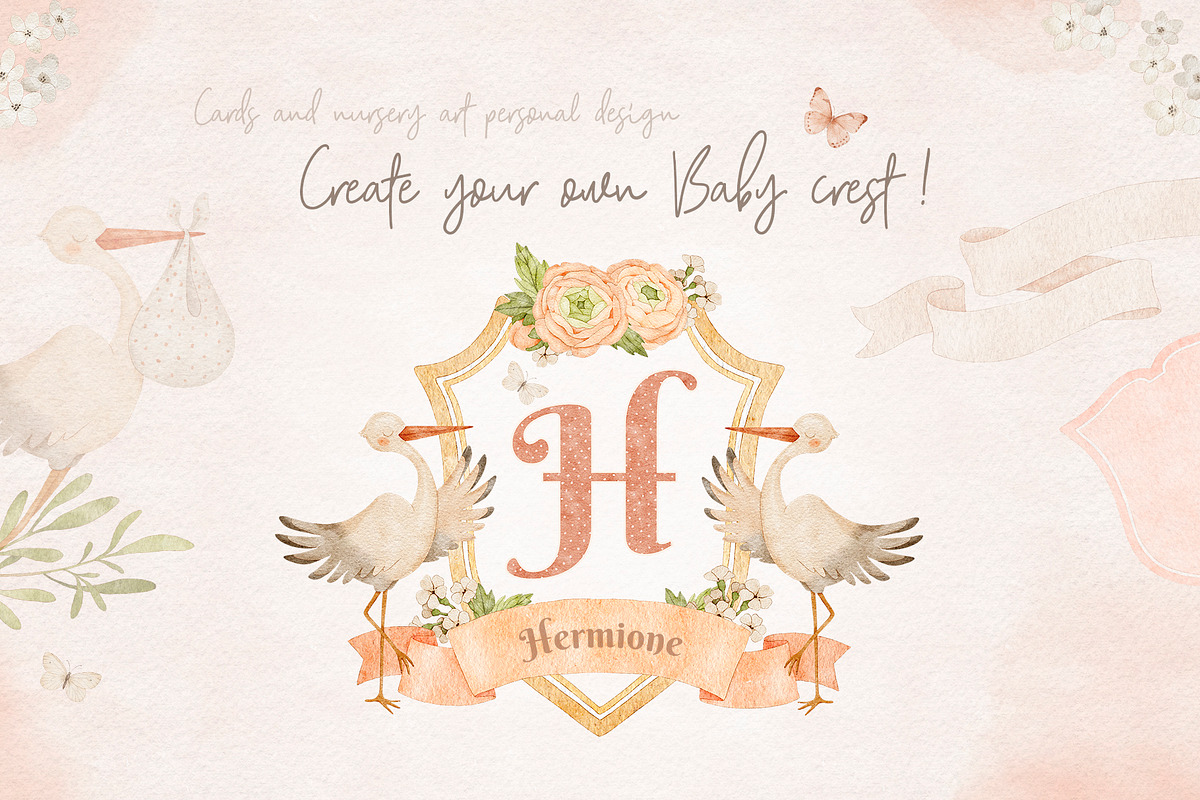 Watercolor Baby Crests Creator, an Illustration by Alamella (Photo 2 of 14)