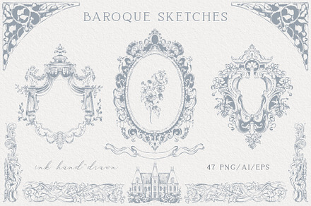 Baroque fine art clipart collection, an Illustration by Sensual Art