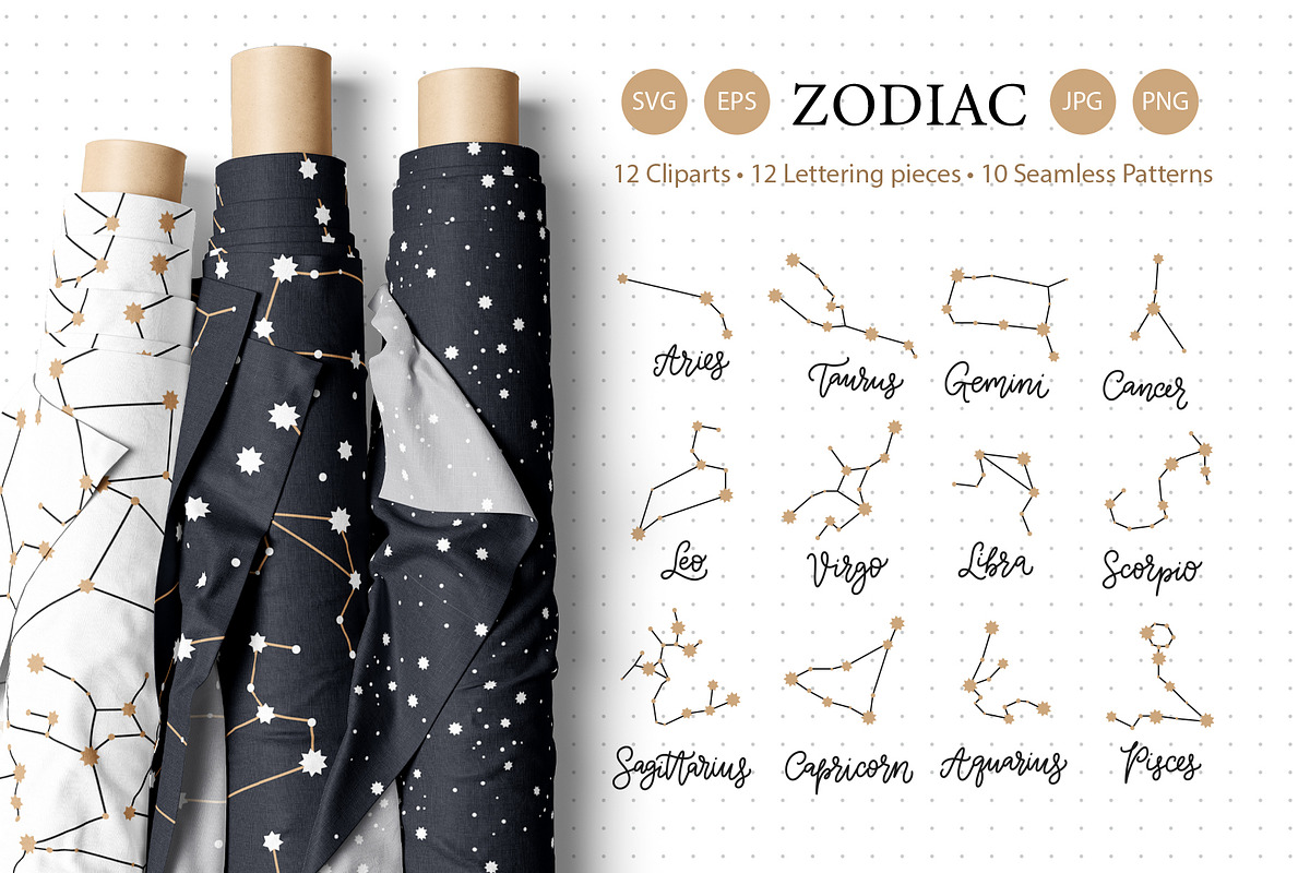 Zodiac SVG and seamless pattern set., an Illustration by ClipArtRoom (Photo 1 of 6)