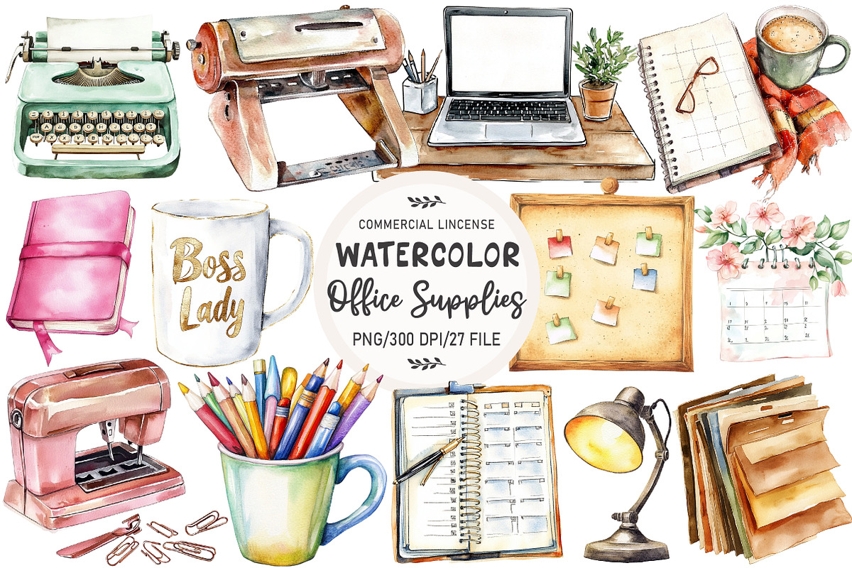 Office Supplies Clipart, an Illustration by OK Design (Photo 1 of 5)