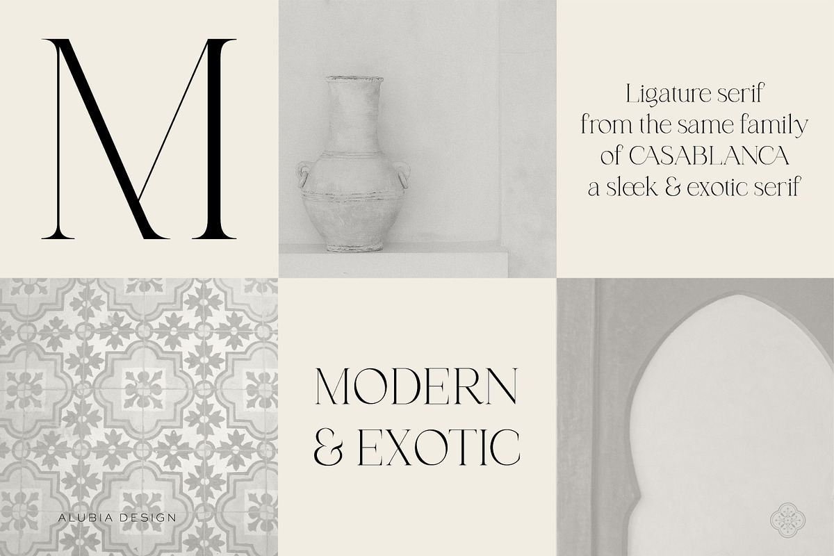 Marrakech - Modern & Exotic serif, a Serif Font by Alubia design (Photo 2 of 10)