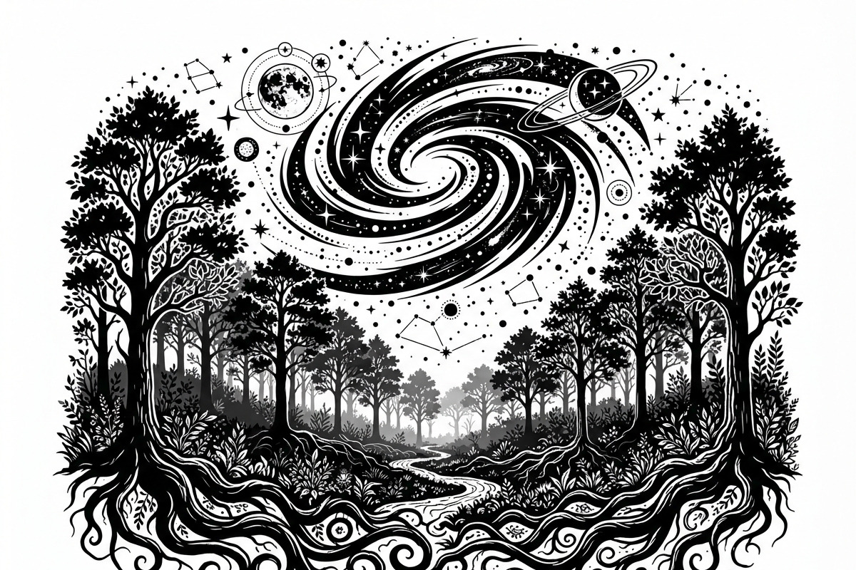 50 Mystical Galaxy Forest Silhouette, a Technology Illustration by Amazin_art (Photo 29 of 41)