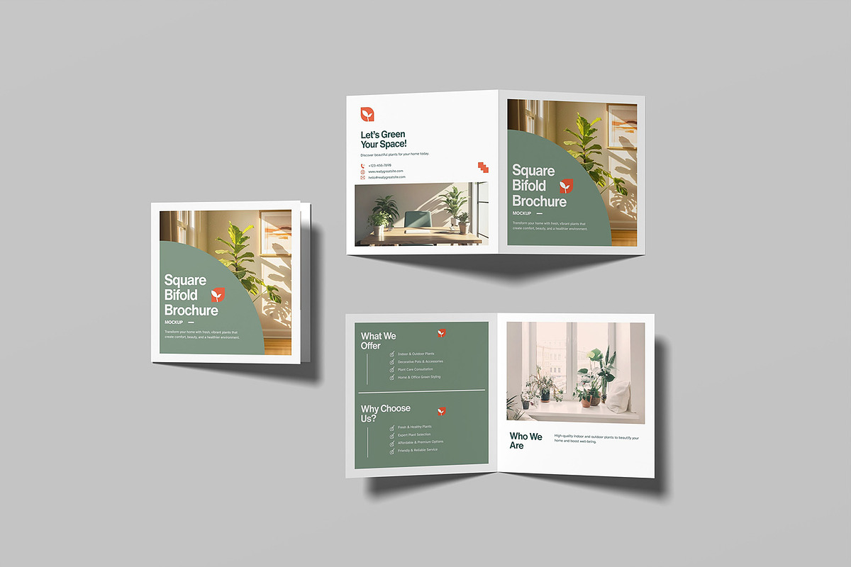 Square Bifold Brochure Mockup, an Advertising Mockup by graphicsecond (Photo 2 of 7)