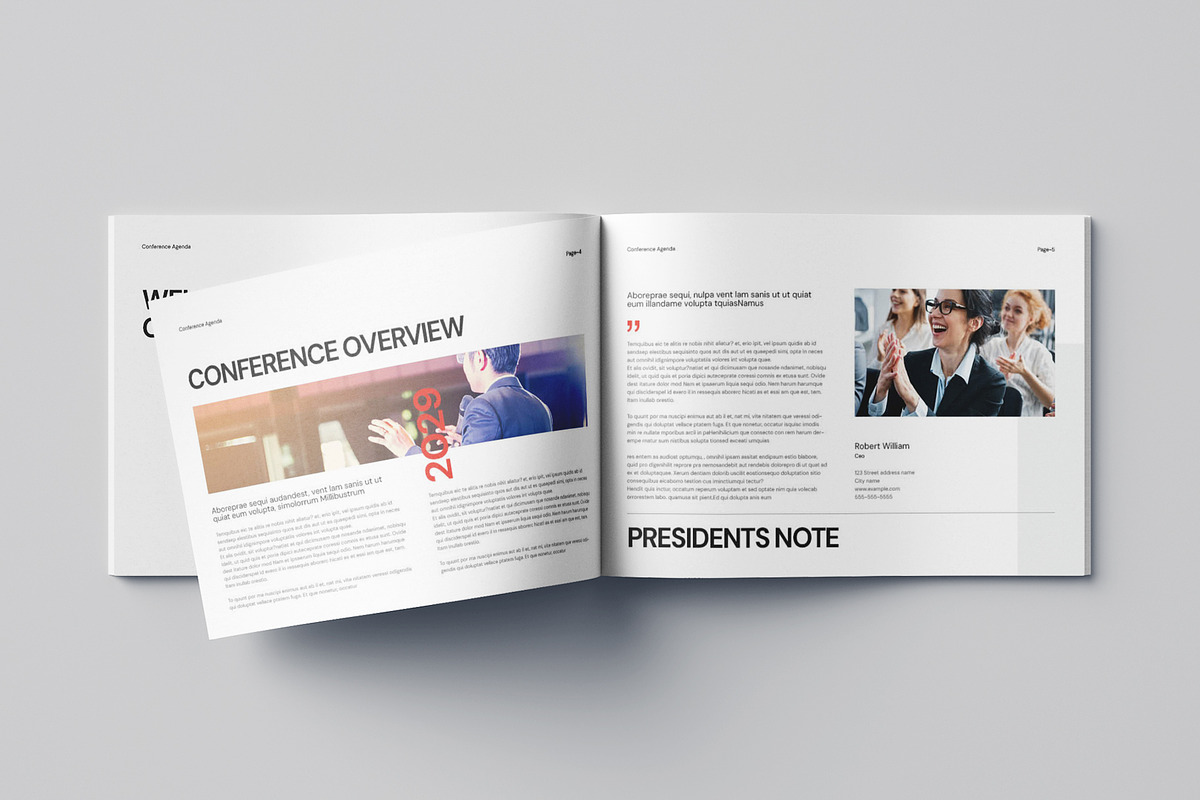 Conference Agenda Landscape Template, a Brochure Template by Pixelpick (Photo 3 of 9)