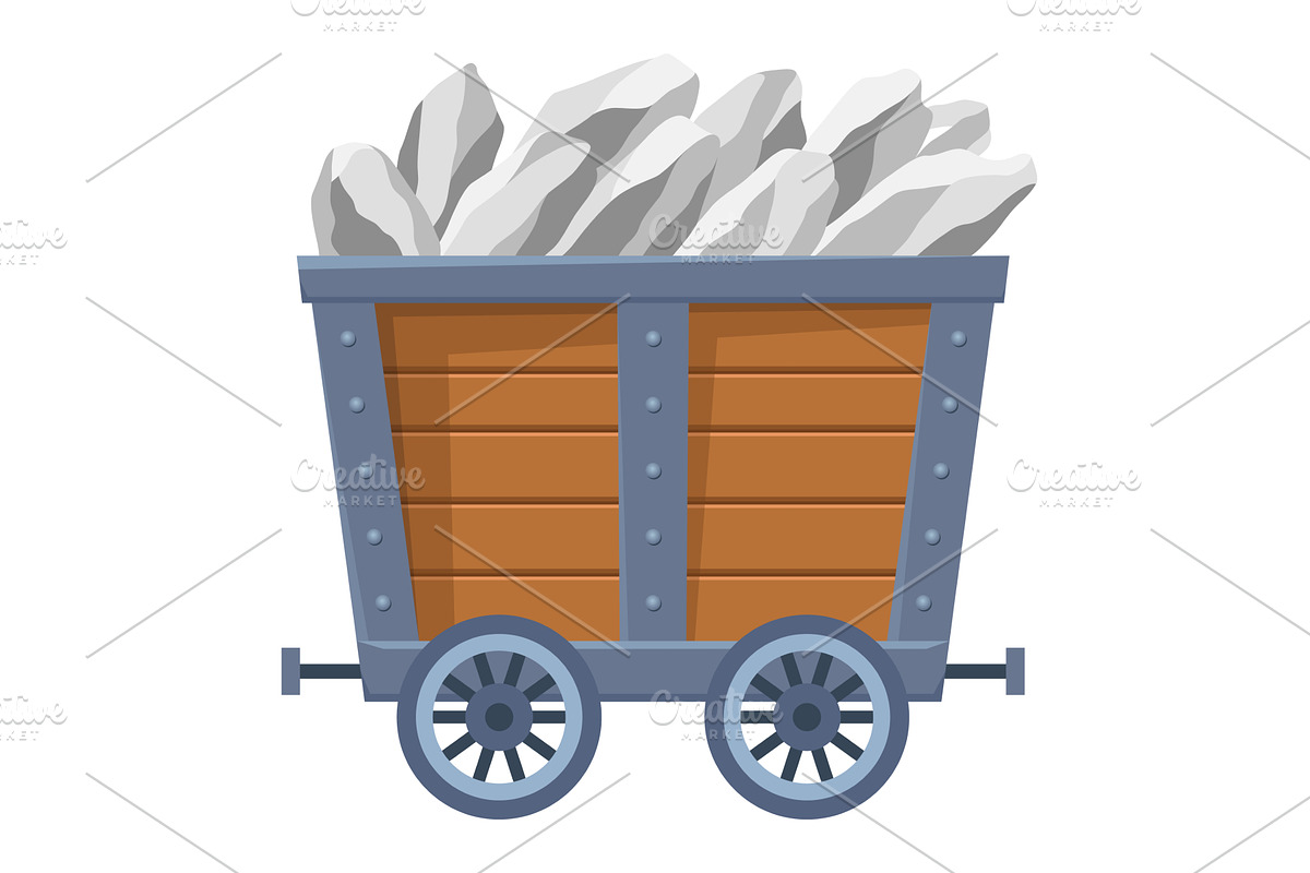 Metal mine cart loaded with, an Object Illustration by Things for designers