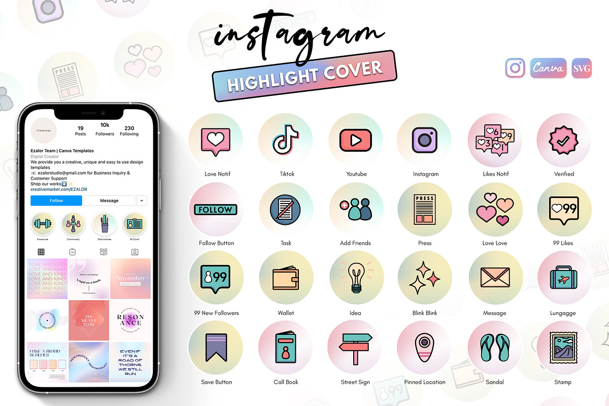 Instagram Aesthetic Gradient CANVA, a Social Media Template by Analogi Studio (Photo 19 of 36)