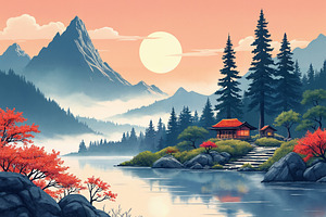 Beautiful Landscape Illustration, a Nature Photo by h.utomo