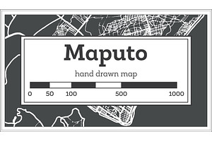 Maputo Mozambique City Map In Retro