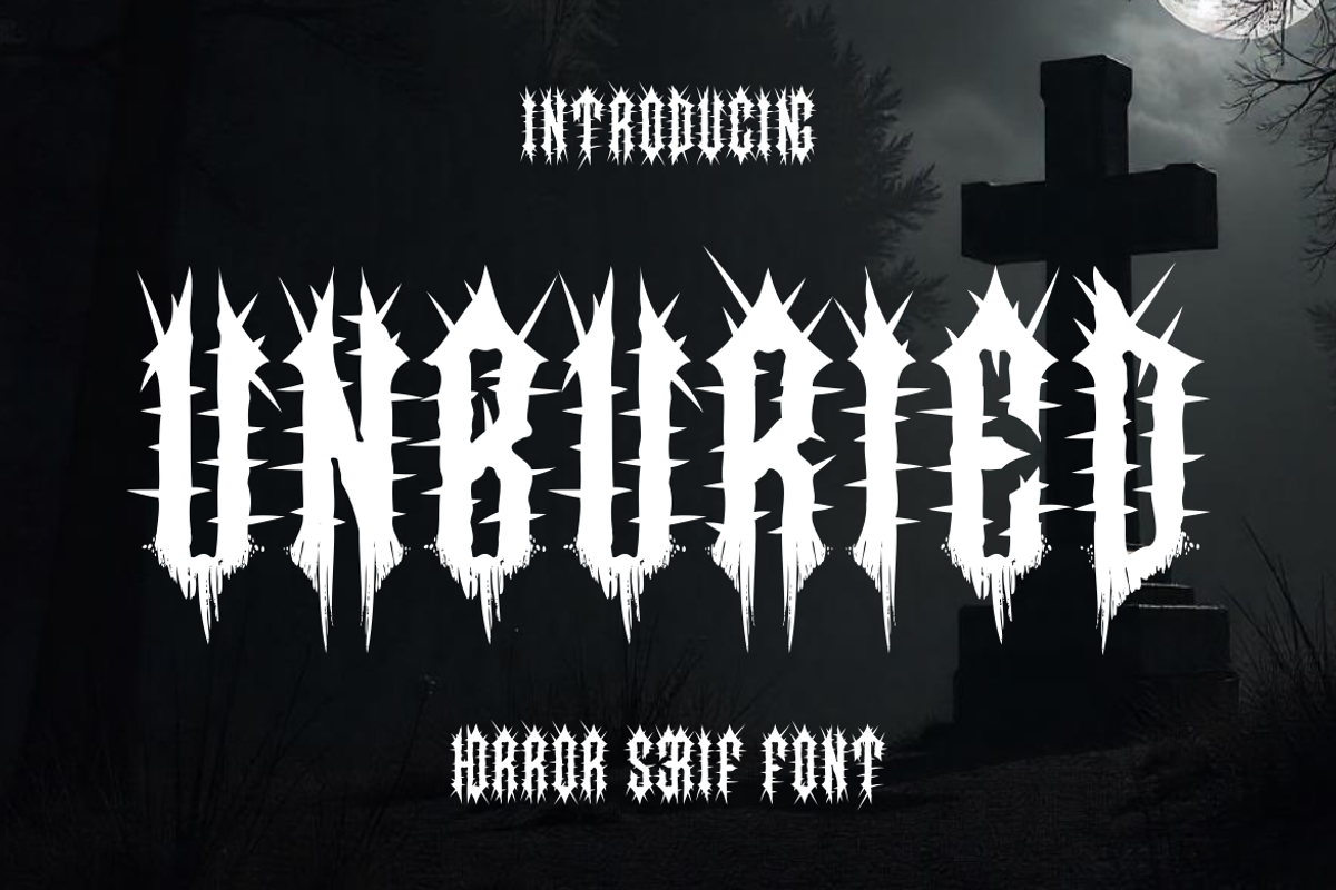 Unburied - Horror Serif Font, a Font by PutraCetol Studio (Photo 1 of 11)