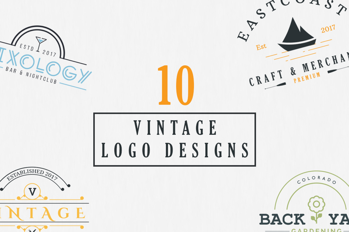 10 Vintage Logo Designs, a Branding & Logo Template by VP Fonts (Photo 1 of 12)