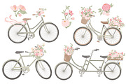 Soft Pink Floral Bicycles Clipart, an Illustration by Amanda Ilkov (Thumbnail 4 of 5)