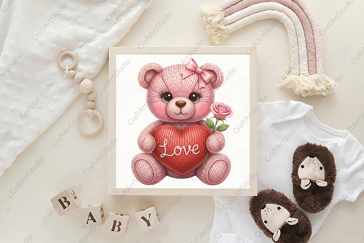 Crochet Yarn Valentine Teddy Bear, an Illustration by CraftArtStudio (Photo 2 of 4)