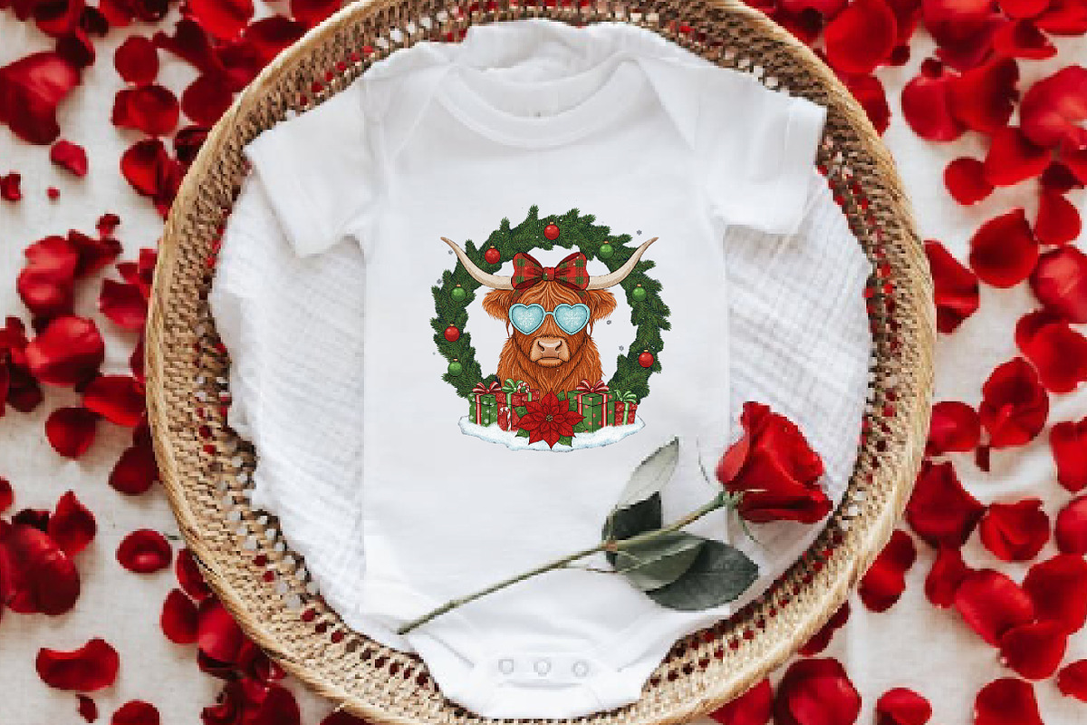 Christmas Highland Cow PNG, an Illustration by DreamArtGraphic (Photo 6 of 6)