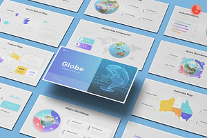 Globe World Map PowerPoint, a Presentation Template by Pixslides