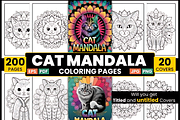 Cat Mandala Coloring Pages, an Animal Illustration by Ink Gallery (Thumbnail 1 of 3)