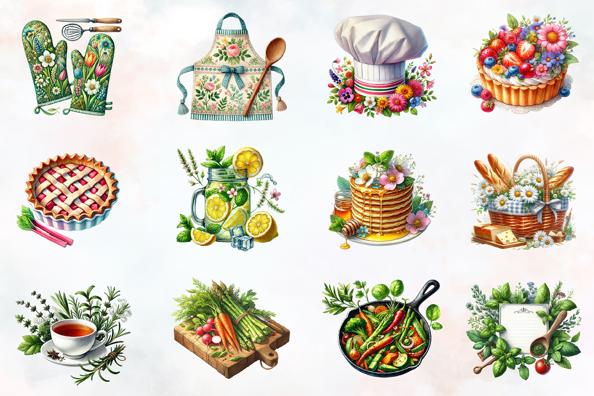springtime cooking clipart, an Illustration by RobertsArt (Photo 6 of 7)