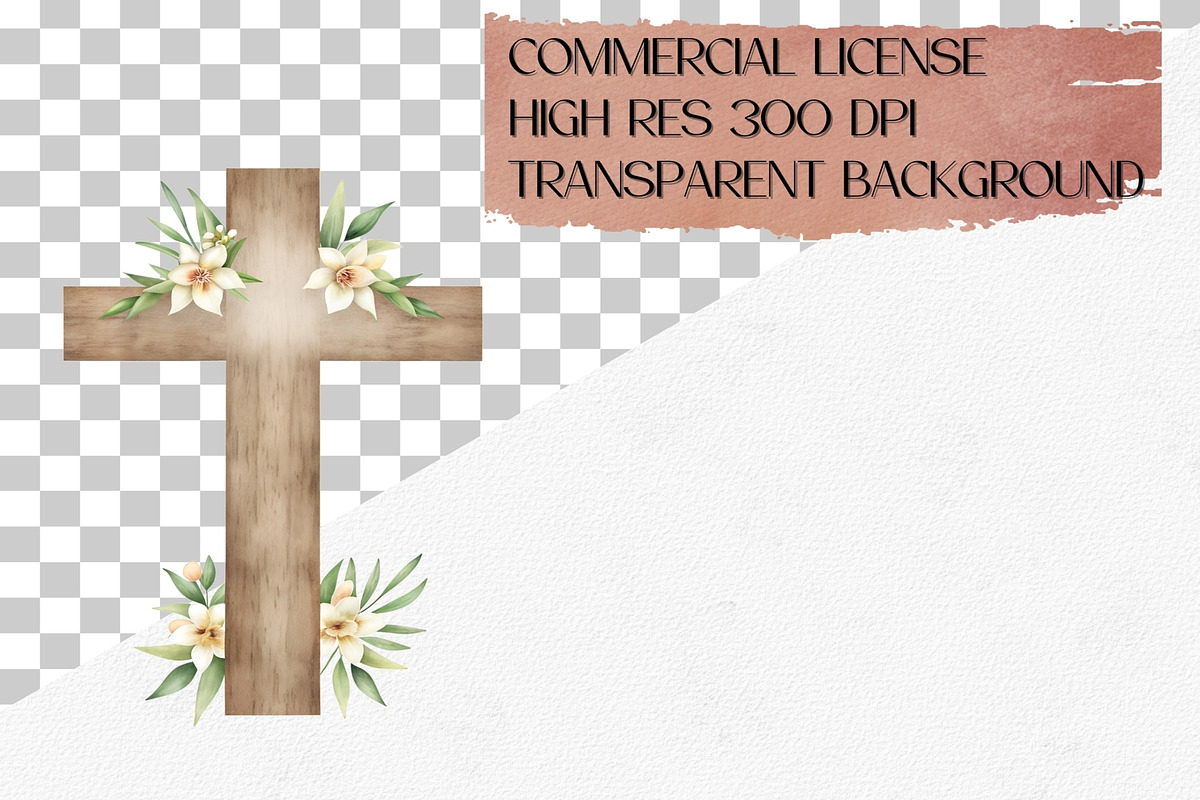 Watercolor Floral Cross Clipart Set, an Illustration by CropUp Creative (Photo 4 of 4)