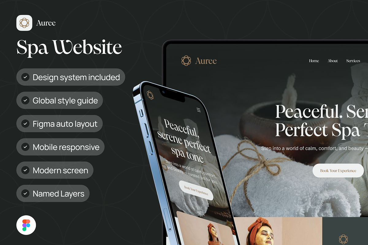 Auree -  Spa Website UI Kit, an UI Kit Template by MUIs (Photo 1 of 5)